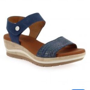 Paula Urban 2-43 Linate- Blue Wedge Sandals  Size 37 US‎ Size 6
